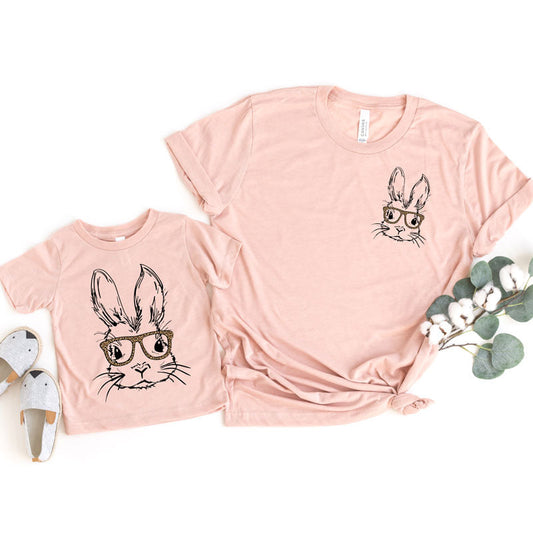 Leopard Bunny Glasses T-Shirt - TODDLER